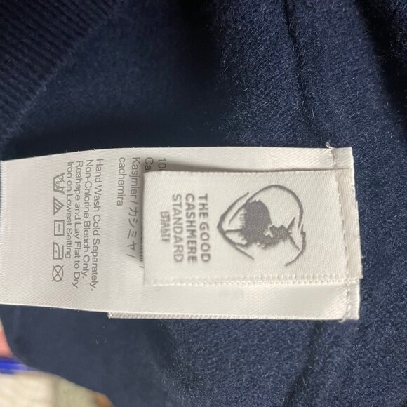 J CREW Midweight 100% Cashmere Navy Blue Hoodie Pullover Sweater Unisex - Picture 10 of 11